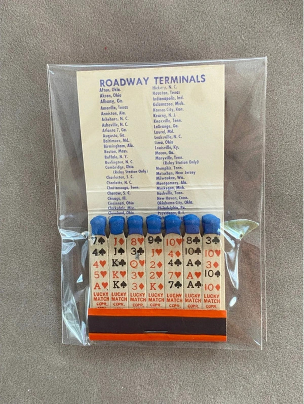 Vintage Roadway Matchbook, Poker Printed 21 Blue Tip Matches~ Unstruck